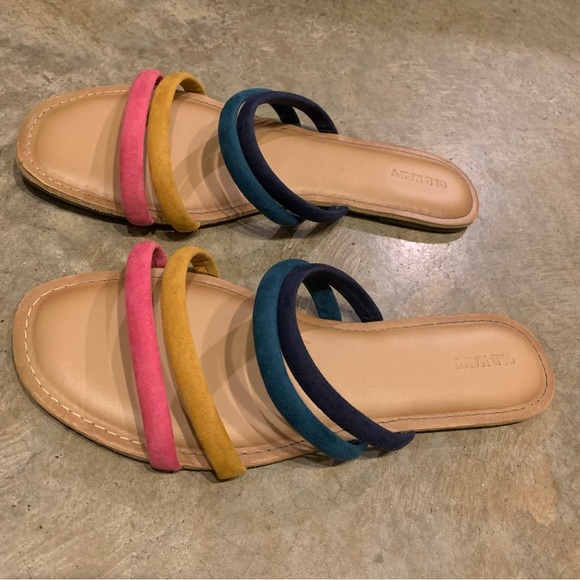 Velvety Color Band Padded Sole Flat Heel Slide Sandals Old Navy Women Size 10 - Picture 7 of 10